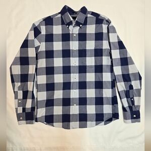 J. Crew Navy and White Large Check Button-Down Shirt